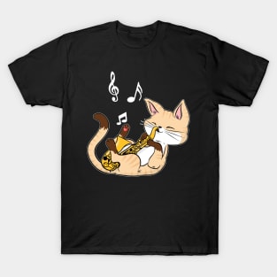 Saxophone Music Cat T-Shirt Funny Pet Gift Idea T-Shirt